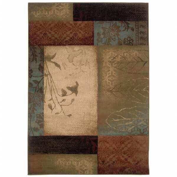 Palacedesigns 8 x 11 ft. Beige & Brown Floral Block Pattern Area Rug PA3104801 - main